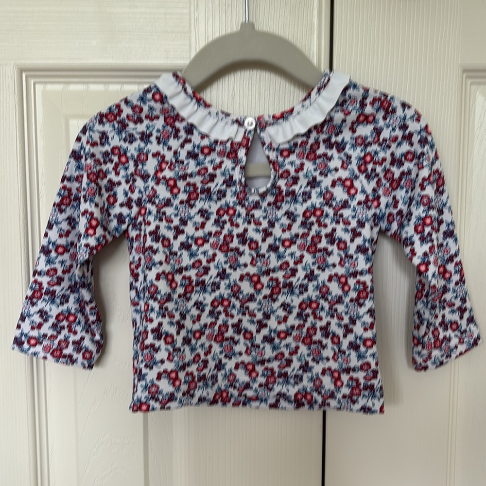 NWT Janie and Jack Baby Girl Red & Blue Floral Swim Top - Size 6-12 Months - Picture 3 of 7
